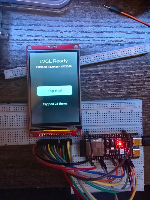 Early breadboard build using the touchscreen display